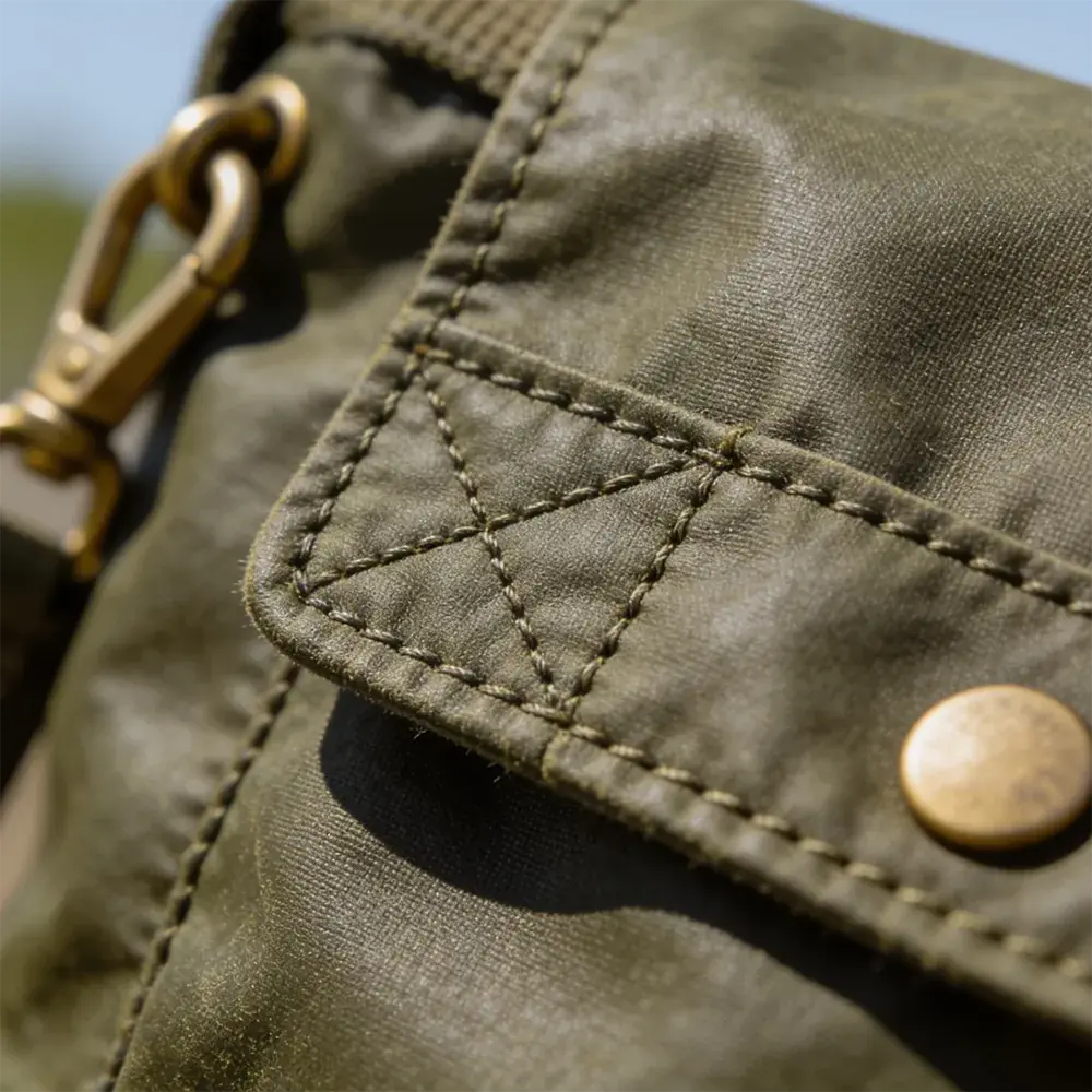 Wax canvas hardware detail